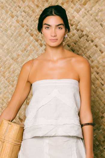 Buy_Ituvana_Mint Linen Bandeau Neck Pagi Dhoti Top And Pant Set _Online_at_Aza_Fashions