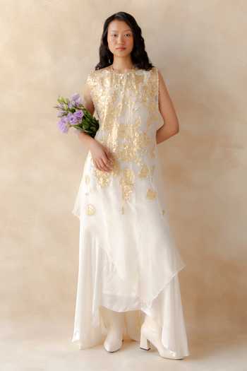 Richa Khemka Capel Embroidered Overlay & Dress Set 