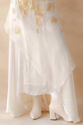 Richa Khemka_White Organza, Satin, Modal Sequins, Zari Capel Embroidered Overlay And Dress Set _Online_at_Aza_Fashions
