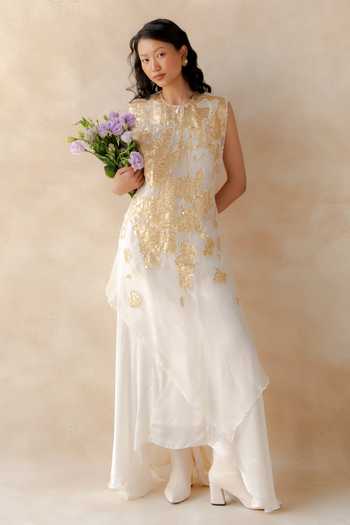 Richa Khemka Capel Embroidered Overlay & Dress Set 