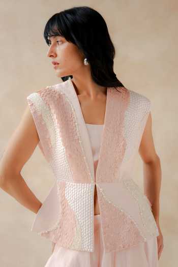 Buy Richa Khemka Pink Organza, Satin, Modal Square Neck Rosie Embroidered Overlay Sharara Set Online at Aza Fashions Buy_Richa Khemka_Pink Organza, Satin, Modal Square Neck Rosie Embroidered Overlay Sharara Set _Online_at_Aza_Fashions