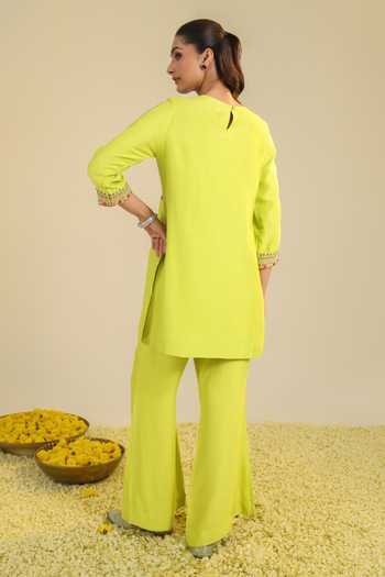 Roohbyridhimaa Gulshan Lime Kurta Set 
