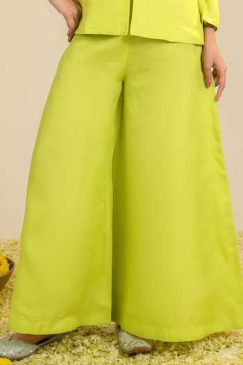 Roohbyridhimaa Yellow Organza, Silk Satin Open Neck Hasi Jacket Set Online at Aza Fashions Roohbyridhimaa_Yellow Organza, Silk Satin Open Neck Hasi Jacket Set _Online_at_Aza_Fashions