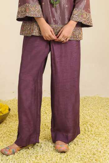 Buy Roohbyridhimaa Purple Silk, Chanderi V-neck, Yes Farha Striped Kurta Set Online at Aza Fashions Buy_Roohbyridhimaa_Purple Silk, Chanderi V-neck, Yes Farha Striped Kurta Set _Online_at_Aza_Fashions