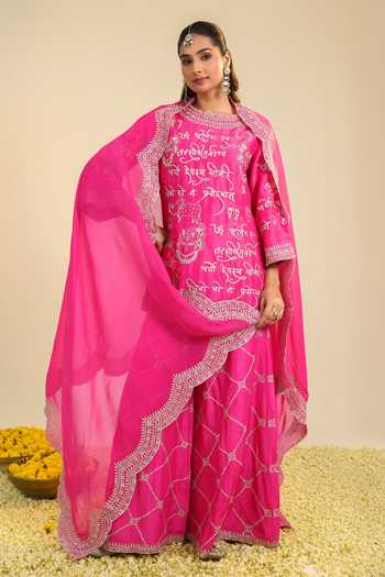 Buy Roohbyridhimaa Pink Silk, Organza, Viscose Embroidery Round Neck Mehrban Kurta Set Online at Aza Fashions Buy_Roohbyridhimaa_Pink Silk, Organza, Viscose Embroidery Round Neck Mehrban Kurta Set _Online_at_Aza_Fashions