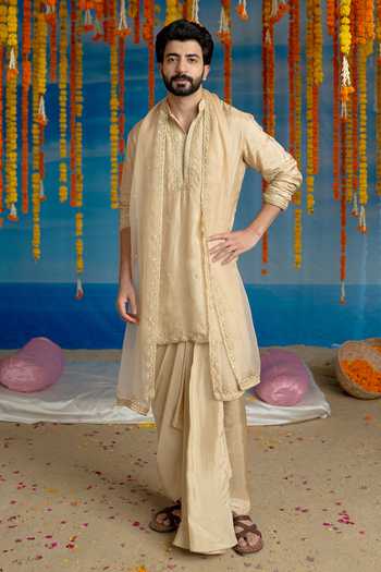 Mint Blush Border Embellished Kurta Set 