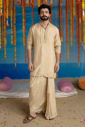 Mint Blush Border Embellished Kurta Set 