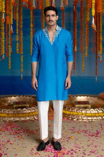 Mint Blush Cobalt Blue Kurta & Pant Set 
