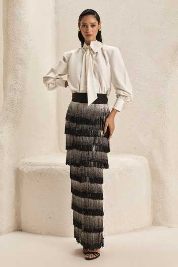 Nirmooha Meridian Bow Tie Shirt & Ombre Skirt Set