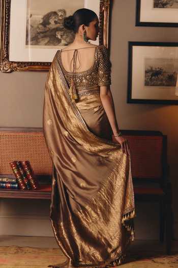 MATSYA The Sheeshraag Walnut Silk Saree With Blouse