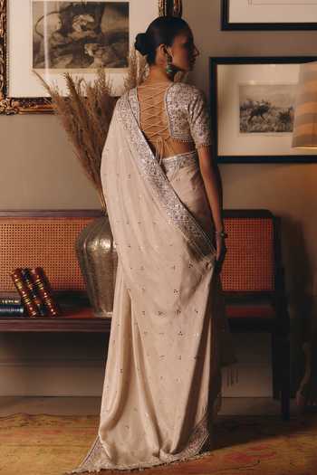 MATSYA The Three Graces Silk Mukaish Saree With Blouse
