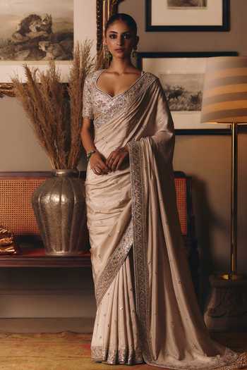 MATSYA The Three Graces Silk Mukaish Saree With Blouse