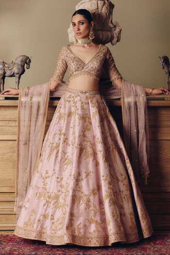 MATSYA The Sona Kora Gulabi Embroidered Lehenga Set