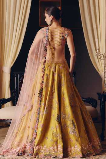 MATSYA The Flamingo Landscape Embroidered Lehenga Set