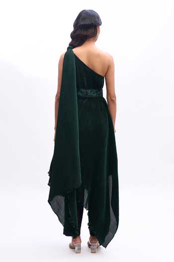 Aariyana Couture One Shoulder Draped Kaftan