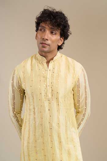 Buy Aariyana Couture Yellow Cotton Hand Work Embroidered Kurta Online at Aza Fashions Buy_Aariyana Couture_Yellow Cotton Hand Work Embroidered Kurta _Online_at_Aza_Fashions