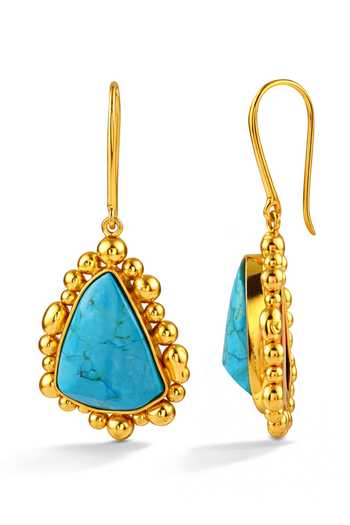 Arvino Blue Turquoise Drop Earrings Online at Aza Fashions Arvino_Blue Turquoise Drop Earrings _Online_at_Aza_Fashions