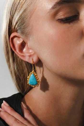 Shop Arvino Blue Turquoise Drop Earrings Online at Aza Fashions Shop_Arvino_Blue Turquoise Drop Earrings _Online_at_Aza_Fashions
