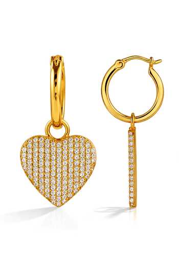 Arvino Gold Plated Crystal Pave Heart Charm Hoop Earrings Online at Aza Fashions Arvino_Gold Plated Crystal Pave Heart Charm Hoop Earrings _Online_at_Aza_Fashions