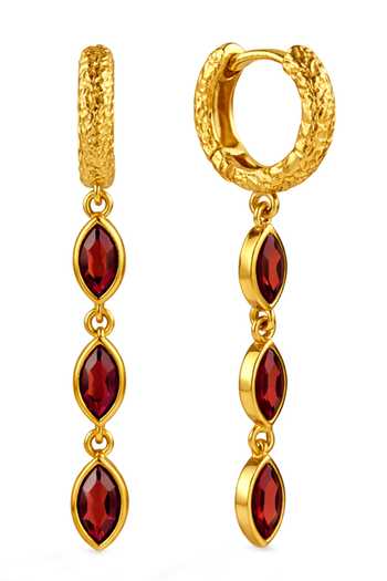 Arvino Garnet Triple Drop Earrings 