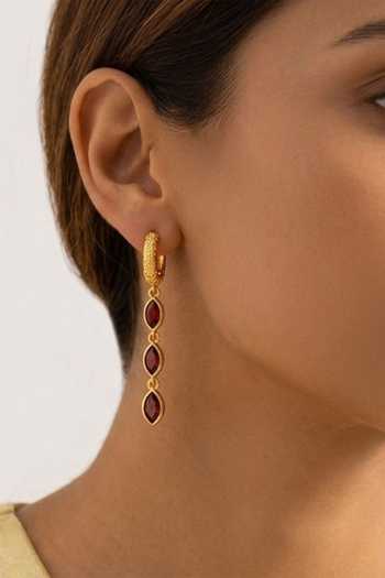 Shop Arvino Red Garnet Triple Drop Earrings Online at Aza Fashions Shop_Arvino_Red Garnet Triple Drop Earrings _Online_at_Aza_Fashions
