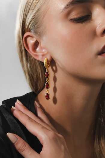 Arvino Red Garnet Triple Drop Earrings at Aza Fashions Arvino_Red Garnet Triple Drop Earrings _at_Aza_Fashions