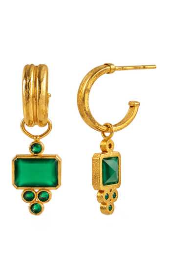 Arvino Emerald Green Onyx Drop Earrings Online at Aza Fashions Arvino_Emerald Green Onyx Drop Earrings _Online_at_Aza_Fashions