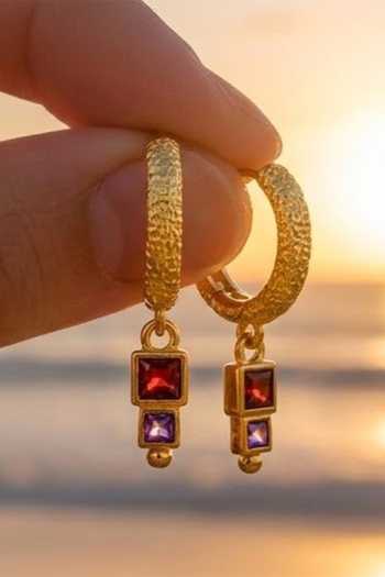 Buy Arvino Red Garnet Amethyst Earrings Online at Aza Fashions Buy_Arvino_Red Garnet Amethyst Earrings _Online_at_Aza_Fashions