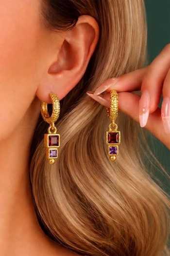 Arvino Red Garnet Amethyst Earrings at Aza Fashions Arvino_Red Garnet Amethyst Earrings _at_Aza_Fashions