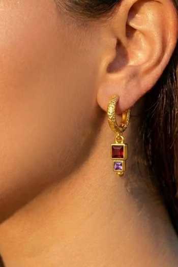 Buy Arvino Red Garnet Amethyst Earrings Buy_Arvino_Red Garnet Amethyst Earrings