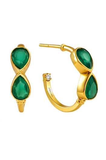 Arvino Onyx Stone Embellished Hoop Earrings 