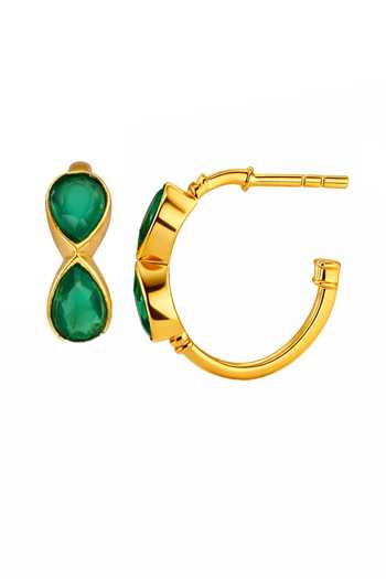 Arvino Green Onyx Stone Embellished Hoop Earrings Online at Aza Fashions Arvino_Green Onyx Stone Embellished Hoop Earrings _Online_at_Aza_Fashions