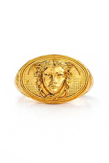Buy Arvino Gold Plated Face Medallion Ring Online at Aza Fashions Buy_Arvino_Gold Plated Face Medallion Ring _Online_at_Aza_Fashions