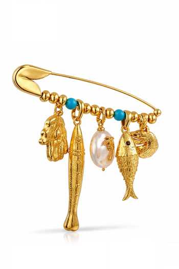 Arvino Blue Ocean Relic Charm Pin Brooch Online at Aza Fashions Arvino_Blue Ocean Relic Charm Pin Brooch _Online_at_Aza_Fashions
