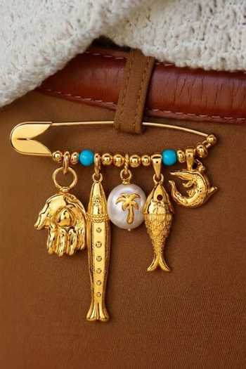 Shop Arvino Blue Ocean Relic Charm Pin Brooch Online at Aza Fashions Shop_Arvino_Blue Ocean Relic Charm Pin Brooch _Online_at_Aza_Fashions