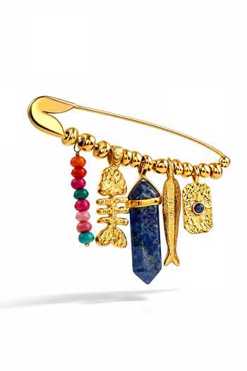 Arvino Multi Color Stone Embellished Brooch Online at Aza Fashions Arvino_Multi Color Stone Embellished Brooch _Online_at_Aza_Fashions