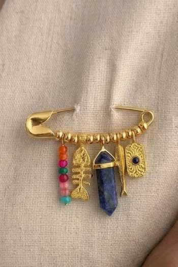 Buy Arvino Multi Color Stone Embellished Brooch Online at Aza Fashions Buy_Arvino_Multi Color Stone Embellished Brooch _Online_at_Aza_Fashions