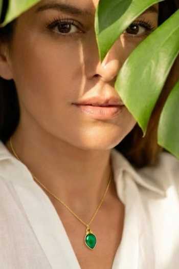 Arvino Green Onyx Teardrop Pendant Necklace at Aza Fashions Arvino_Green Onyx Teardrop Pendant Necklace _at_Aza_Fashions