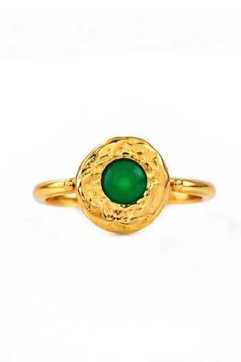 Arvino Green Textured Medallion Onyx Ring Online at Aza Fashions Arvino_Green Textured Medallion Onyx Ring _Online_at_Aza_Fashions