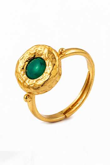 Arvino Textured Medallion Onyx Ring 