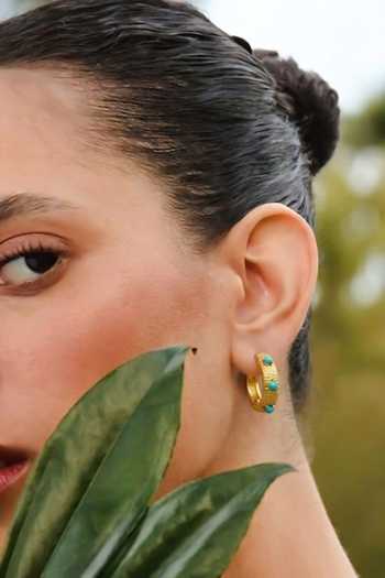 Arvino Turquoise Studded Textured Earrings 