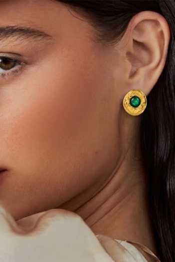 Shop Arvino Green Onyx Stud Earrings Online at Aza Fashions Shop_Arvino_Green Onyx Stud Earrings _Online_at_Aza_Fashions