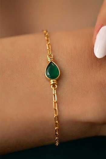 Arvino Green Onyx Teardrop Bracelet Online at Aza Fashions Arvino_Green Onyx Teardrop Bracelet _Online_at_Aza_Fashions