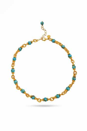 Arvino Turquoise Nugget Link Chain Necklace