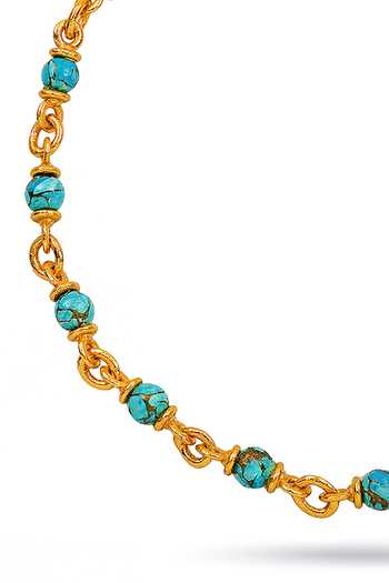 Arvino Blue Turquoise Nugget Link Chain Necklace Online at Aza Fashions Arvino_Blue Turquoise Nugget Link Chain Necklace _Online_at_Aza_Fashions
