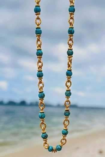 Buy Arvino Blue Turquoise Nugget Link Chain Necklace Online at Aza Fashions Buy_Arvino_Blue Turquoise Nugget Link Chain Necklace _Online_at_Aza_Fashions