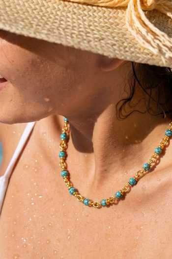 Arvino Turquoise Nugget Link Chain Necklace