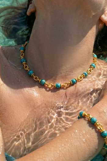 Buy Arvino Blue Turquoise Nugget Link Chain Necklace Buy_Arvino_Blue Turquoise Nugget Link Chain Necklace