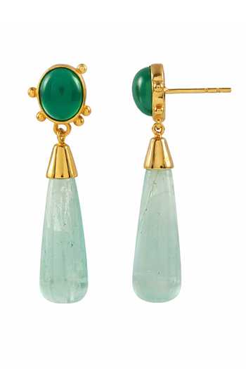 Arvino Green Onyx And Fluorite Drop Earrings Online at Aza Fashions Arvino_Green Onyx And Fluorite Drop Earrings _Online_at_Aza_Fashions
