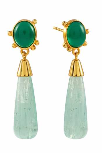 Arvino Green Onyx & Fluorite Drop Earrings 
